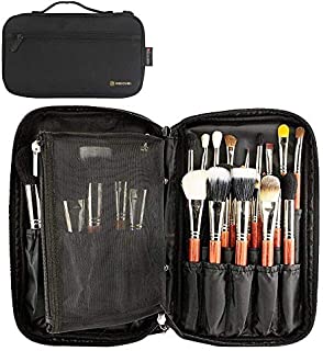 Professional Cosmetic Case Makeup Brush Organizer Makeup Artist Case with Belt Strap Holder Multi functional Cosmetic Bag Makeup Handbag for Travel & Home Gift (Black)