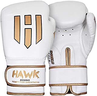 Hawk Boxing Gloves for Men & Women Training Pro Punching Heavy Bag Mitts MMA Muay Thai Sparring Kickboxing Gloves (White, 16 oz)