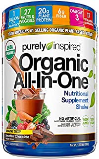 Meal Replacement Shake, Organic | Purely Inspired All-in-One Meal Replacement | Plant Based Protein Powder for Women & Men | Organic Protein Powder | Protein Shake Powder | Chocolate, 1.3 Pounds