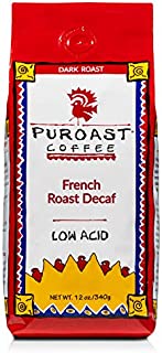 Puroast Low Acid Whole Bean Coffee, Decaf French Roast, High Antioxidant, 12 Ounce Bag