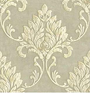 GW1012 Grace & Gardenia Cream & Pale Gold Damask Peel & Stick Wallpaper