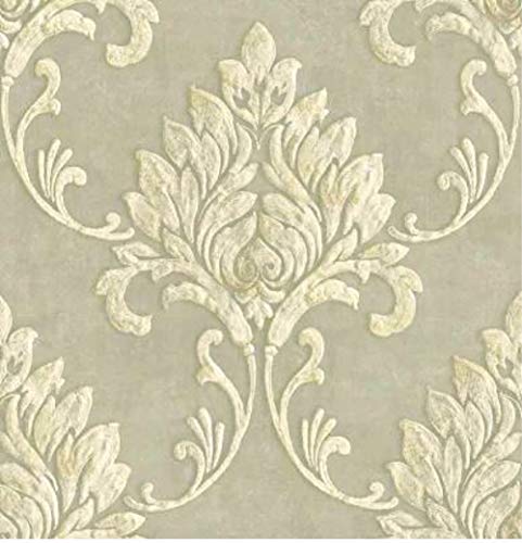 GW1012 Grace & Gardenia Cream & Pale Gold Damask Peel & Stick Wallpaper