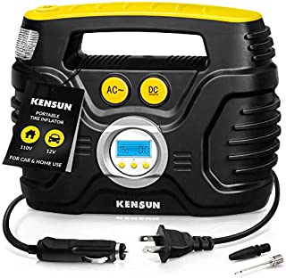 Kensun AC/DC Tire Inflator Pump for Car 12V DC and Home 110V AC Swift Performance 2.0 Portable Air Compressor Pump for Car and Home