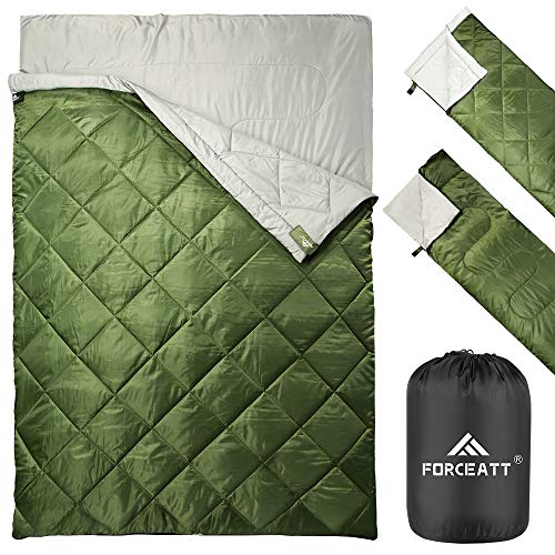 FORCEATT Double Sleeping Bag/Super Large Sleeping Bag, Easy to Carry, Suitable for 3-4 Seasons, Waterproof and Tear-Proof, for Camping, Hiking, Outdoor, Backpacking and Indoor Activities.