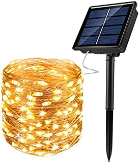 JosMega Upgraded Solar Powered String Fairy Lights 1 Pack 72 ft 200 LED 8 Modes Waterproof IP65 Twinkle Lighting Indoor Outdoor Fairy Firefly Lights Auto ON/Off (1 Pack 72 ft 200 LED, Warm White)