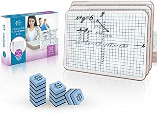 Dry Erase XY Axis Graph Lap Boards 9X12 for Student and Classroom Use, Math whiteboards (Double Sided White Boards) Erasers Included (12 Pack Graph )