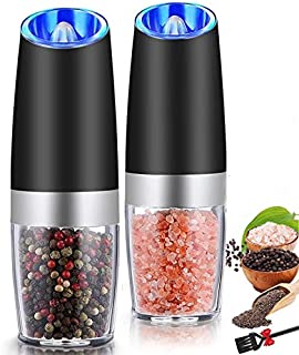 Gravity Electric Salt and Pepper Grinder Set, Automatic Pepper and Salt Mill Grinder Battery-Operated with Adjustable Coarseness, LED Light, One Hand Operated By Rongyuxuan