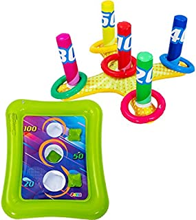 2 Sets Inflatable Pool Toss Game Combo Set Includes Ring Toss & Corn-Toss Game Floating Toss Game, Swimming Pool Games for Kids Adults Summer Pool Party Fun & Pool Accessories