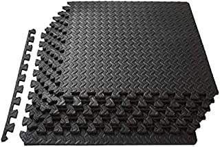 ProSource fs-1908-pzzl Puzzle Exercise Mat EVA Foam Interlocking Tiles (Black, 24 Square Feet)