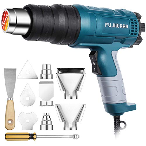 Heat Gun Kit 1500W with Dual-Temperature 5 Nozzles,Hot Air Gun 122F-1022F Heating in Seconds for DIY Shrink PVC Tubing/Wrapping/Crafts,Stripping Paint (1500W 2 Gears Temp Setting)