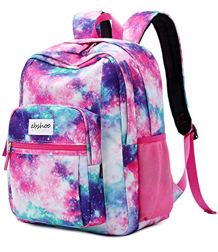 Abshoo Classical Basic Womens Galaxy School Backpack For College Teen Girls Water Resistant Bookbag (Galaxy Rose Red)