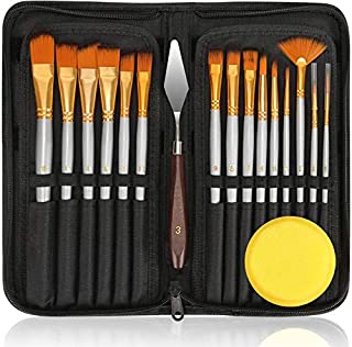 18Pack Oil Paint Brushes Sets Professional Artist Acrylic Brush Kits for Canvas Painting Ceramic - 15 Sizes Brush 1 Standing Organizer 1 Mixing Knife 1 Watercolor Sponge