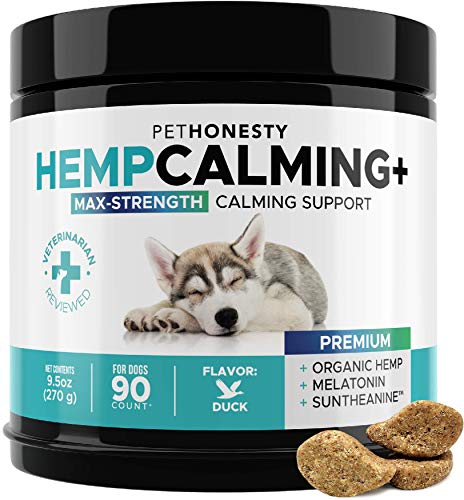 PetHonesty Advanced Calming Hemp Treats for Dogs - All-Natural Soothing Snacks with Hemp + Valerian Root, Stress & Dog Anxiety Relief - Aids with Thunder, Fireworks, Chewing & Barking