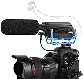 Moukey Interview Monitor Microphone, External DSLR Camera Mic - Shotgun Microphone for Sony/Nikon/Canon Camera/DV Camcorder, Ideal for Blogs, Live Broadcasts - (Not for Canon T5i,T6,T7) MCM-3