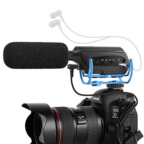 Moukey Interview Monitor Microphone, External DSLR Camera Mic - Shotgun Microphone for Sony/Nikon/Canon Camera/DV Camcorder, Ideal for Blogs, Live Broadcasts - (Not for Canon T5i,T6,T7) MCM-3