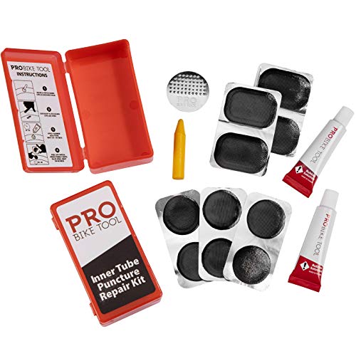 PRO BIKE TOOL 14 PC Bicycle Inner Tube Patch Kit - 2 Pack - Reliable Tire Puncture Repair Kits Includes Crayon, Scuffer, Rubber Cement & 20 Patches in Total - for Road, Mountain & BMX Bikes, ATV