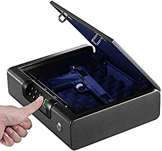 Biometric Gun Safe, BILLCONCH Pistol Safe Two Small Guns Capacity with APP Auto-Open Lid, Handgun Safe with Silent Mode