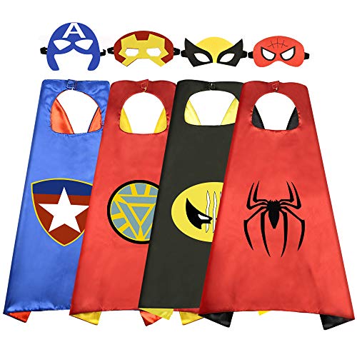 Roko Toys for 3-10 Year Old Boys, Superhero Capes for Kids 3-10 Year Old Boy Gifts Boys Cartoon Dress up Costumes Party Supplies 4 Pack RKUSPF04, Medium (Smart-S3)