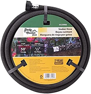 Rocky Mountain Goods Soaker Hose - Heavy Duty Rubber - Saves 70% Water - End Cap Included for Additional Hose Connect - Great for Gardens/Flower beds - Reinforced Fittings (50-Feet by 1/2-Inch)