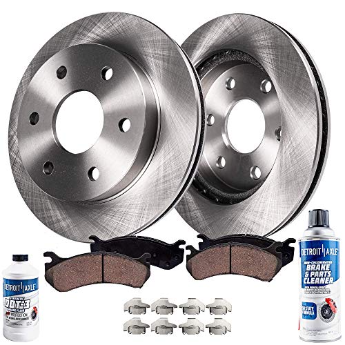 Detroit Axle - 4WD 6 Lug Front Brakes Replacement for Ford F-150, Lincoln Mark LT, Disc Rotors, Ceramic Brake Pads Set