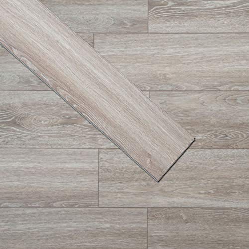 Soulscrafts Luxury Vinyl Plank Flooring LVT Flooring Tile Click Floating Floor Waterproof Foam Back Rigid Core Wood Grain Finish Cantha Oak 48 x 7 Inch (10-Pack, 23.6 sq.ft)