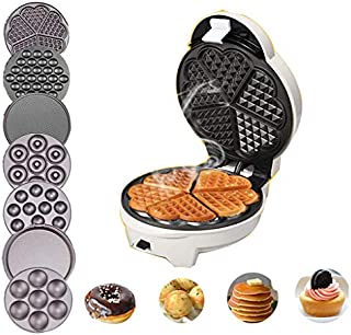 Waffle Maker With 7 Removable Plates, Automatic Multifunction Waffle Cone Maker Easy Clean, Non-Stick For Waffles, Hash Browns, Or Any Breakfast, Lunch