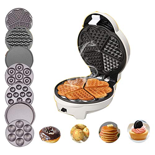 Waffle Maker With 7 Removable Plates, Automatic Multifunction Waffle Cone Maker Easy Clean, Non-Stick For Waffles, Hash Browns, Or Any Breakfast, Lunch