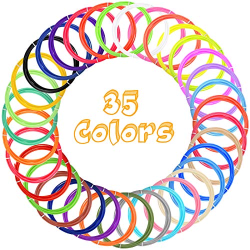 35 Colors PLA 3D Pen Filament Refills 3D Pen Refills PLA Filaments Printer and Drawing Filament Refills, 1.75 mm High Precision Diameter, 9.8 Feet Each Roll, Total 344 Feet