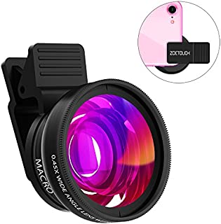 Cell Phone Lens ZOETOUCH 0.45X Super Wide Angle Lens & 12.5X Macro Lens 2 in 1 Professional HD Cell Phone Camera Lens Compatible for iPhone 8 7 6S 6S Plus 6 5S Samsung Android Smartphones