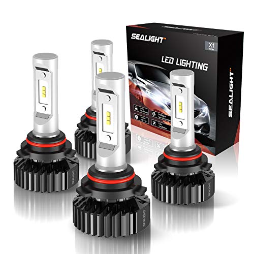 SEALIGHT 9005/HB3 High Beam 9006/HB4 Low Beam LED 14000LM Headlight Bulbs Combo Package CSP Chips 6000K Cool White