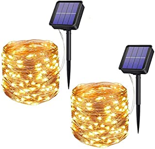 [2 Pack] Upoom Solar Fairy Lights, 200 LED Outdoor Solar String Lights Garden Copper Wire Decorative Lights 66Ft Waterproof Indoor Outdoor Lighting for Garden, Patio, Yard, Christmas