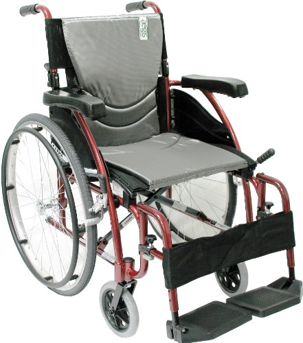 Karman Healthcare S-115 Ergonomic Ultra Lightweight Manual Wheelchair, Rose Red, 16