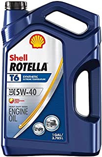 Shell Rotella T6 Full Synthetic 5W-40 Diesel Engine Oil (1-Gallon, Case of 3)