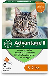 Advantage II Flea Prevention for Small Cats, 6-Dose Small Cat Flea Prevention, 5-9 Pounds