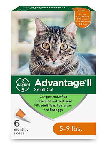 Advantage II Flea Prevention for Small Cats, 6-Dose Small Cat Flea Prevention, 5-9 Pounds