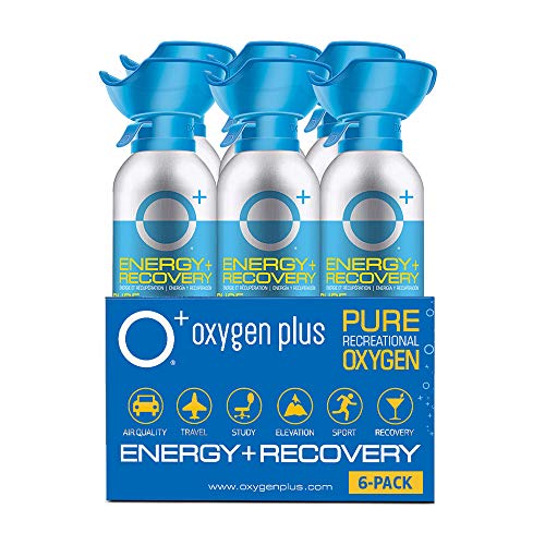 Oxygen Plus 99.5% Pure Recreational Oxygen Cans  O+ Biggi 6-Pack  Natural Breathing Remedy for Energy, Recovery  11 Liter Cans, 50+ Uses  USA-Made Facility Oxygen  High-Purity Canned Oxygen