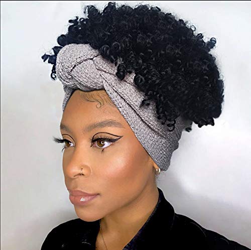 BeiSDWig Short Afro Curly Head Wrap Hair Wig Short Afro Kinky Curly Wig Wrap Hairstyles African American Women Wig Black Wrap Wig (283)