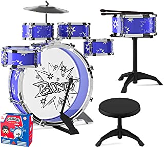 EMAAS Kids Jazz Drum Set for Kids  5 Drums, 2 Drumsticks, Kick Pedal, Cymbal Chair, Stool  Ideal Gift Toy for Kids, Teens, Boys & Girls - Stimulates Musical Talent Imagination and Creativity