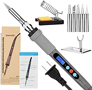 Welding Soldering Iron with Thermostatic Digital-Controlled and LCD Screen Display, 60 W Temperature Adjustable 180/356-480/896 with 5 PCS Soldering Bits, 2 Soldering Iron Stands & 1 Sponge