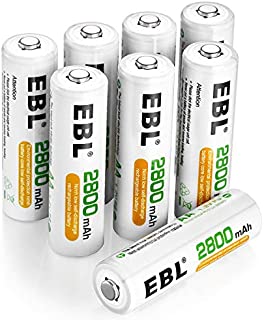 EBL Pack of 8 AA Batteries 2800mAh High Capacity Precharged Ni-MH AA Rechargeable Batteries