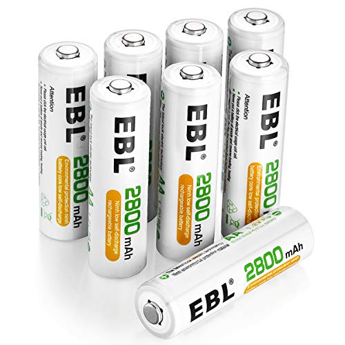 EBL Pack of 8 AA Batteries 2800mAh High Capacity Precharged Ni-MH AA Rechargeable Batteries