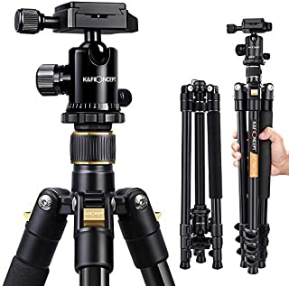 K&F Concept 62'' DSLR Tripod, Lightweight and Compact Aluminum Camera Tripod with 360 Panorama Ball Head Quick Release Plate for Travel and Work (TM2324 Black)