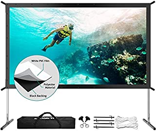 Projector Screen with Stand, Upgraded 3 Layers 120 inch 4K HD 16:9 Outdoor/Indoor Portable Front Projection Screen, Foldable Projection Screen with Carry Bag for Home Theater Backyard Movie