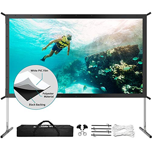 Projector Screen with Stand, Upgraded 3 Layers 120 inch 4K HD 16:9 Outdoor/Indoor Portable Front Projection Screen, Foldable Projection Screen with Carry Bag for Home Theater Backyard Movie