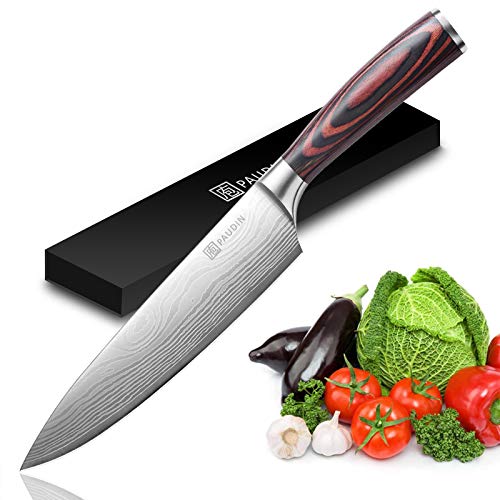 Chefs Knife - PAUDIN Pro Kitchen Knife, 8-Inch Chef's Knife N1 made of German High Carbon Stainless Steel, Ergonomic Handle, Ultra Sharp, The Best Choice for Kitchen & Restaurant