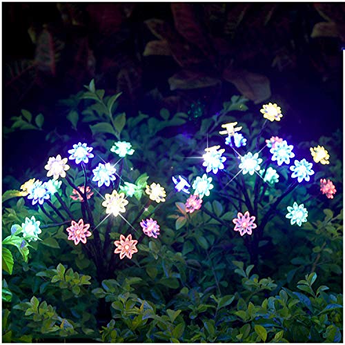 Garden Solar Lights Outdoor Decorative - LED Solar Powered Fairy Landscape Tree Lights|Beautiful Solar Flower Lights for Pathway Patio Yard Deck Walkway|Christmas Party Decor Yellow-Color 2Pack