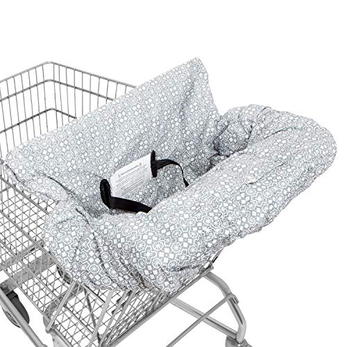 Waterproof 2-in-1 Baby Shopping Cart Cover & High Chair Covers with Safety Harness for Babies & Toddler (Unisex Grey)