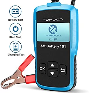 TT TOPDON Car Battery Tester AB101 12v Car Battery Load Tester on Cranking Charging Systems, 100-2000 CCA Alternator Analyzer Automotive for Cars/SUVs/Light Trucks with Flooded AGM Gel Types