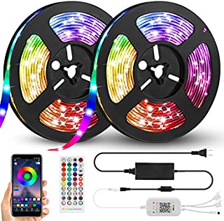 LED Strip Lights, YNN 32.8ft RGB 300 LEDs SMD5050 Flexible Tape Light, IP65 Waterproof Music Sync Color Changing Rope Lights, IR Remote and Bluetooth APP Control for Home Party Decoration