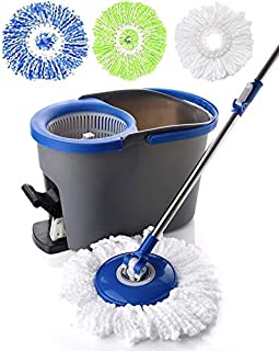 Simpli-Magic 79229 Spin Cleaning System Including 3 Mop Heads, Regular, Blue/Grey